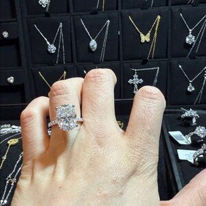 Moissanite Style Oval Solitaire Ring in Silver 10ct